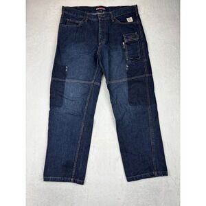 Bocomal Mens 34x30 Jeans FR Flame Resistant Dark Washed Double Knee Cargo Pants